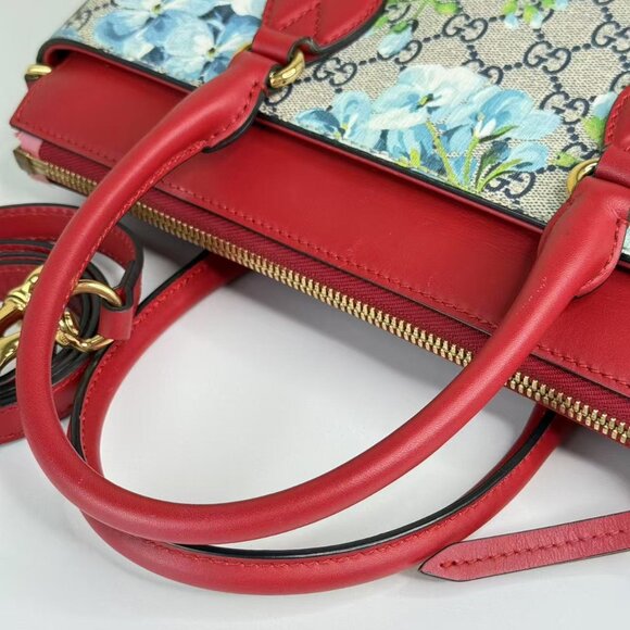 Gucci GG Logo Supreme Flower Shoulder Bag with Red Handles & Floral Design - Picture 7 of 11